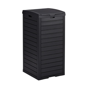 image:imageVINGLI 21 Gallon Outdoor Trash Can with Front Throw Opening Black PP Resin Garbage Bin with Access Door for Easy Bag Change Waterproof Patio Waste Container for Backyard Deck Porch Garden31 gallon