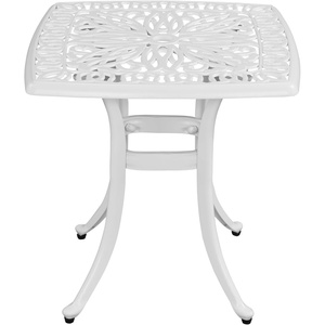 image:imageVINGLI 22 Cast Aluminum Outdoor Side Table All Weather Patio Side Table Outdoor End Table for Patio Porch Deck Garden SquareWhite