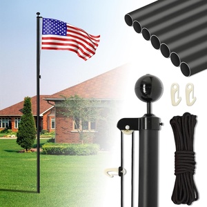 image:imageVINGLI 25FT Heavy Duty Flag Pole Kit for Outside Extra Thick 15mm Aluminum Flagpole w 3x5 USA Flag RustResidential amp Commercial Flag Poles Set for Yard and Garden InGround Display BlackBlack