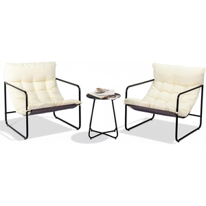 image:imageVINGLI 3  Piece Patio Chair Set with Side Table OutdoorIndoor Chairs with Thick Cushions Heavy Duty 400 LBS Capacity Patio Bistro Set Suit for Garden Yard WhiteWhite
