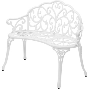 image:imageVINGLI 385 Patio Park Garden Outdoor Metal Rose Bench 2Person Cast Iron Cast Aluminium Frame Antique Finish ChairAccented Lawn Front Porch Path Yard Decor Deck Furniture White ButterflyWhite
