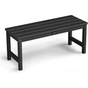 image:imageVINGLI 40in Outdoor HDPE Bench Weatherproof Porch Bench with Wood Grain Texture amp Stainless Steel Hardware Heavy Duty Support 660lbs 12 Person Backless Seat for Garden Patio Entryway BlackBlack