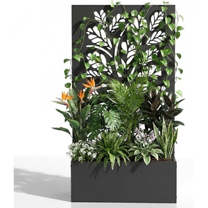 image:imageVINGLI 44 H Metal Raised Garden Bed with Trellis Outdoor Planter Box for Climbing Vegetables Fruits and Flowers Privacy Screen for Backyard Patio Balcony Black Treetree