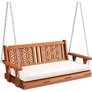 image:imageVINGLI 45 FT Outdoor Porch Swing with Cushions Heavy Duty 880 LBS 2Person Wooden Patio Swings with Eternal Flower Pattern and FadeResistant Seat Cushion for Yard Garden Tree BrownBrown