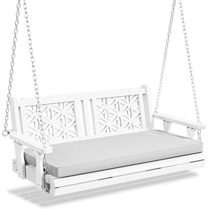 image:imageVINGLI 45 FT Outdoor Porch Swing with Cushions Heavy Duty 880 LBS 2Person Wooden Patio Swings with Eternal Flower Pattern and FadeResistant Seat Cushion for Yard Garden Tree BrownWhite
