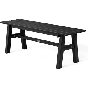 image:imageVINGLI 47 Outdoor HDPE Bench Weatherproof Garden Bench wMetal Legs Poly Lumber Porch Benches 660 LBS Capacity Outdoor Backless Patio Benches for Entryway Deck BlackBlack