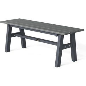 image:imageVINGLI 47 Outdoor HDPE Bench Weatherproof Garden Bench wMetal Legs Poly Lumber Porch Benches 660 LBS Capacity Outdoor Backless Patio Benches for Entryway Deck BlueGrey