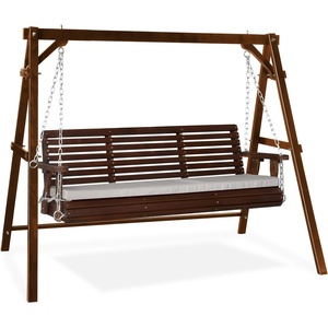 image:imageVINGLI 5 FT Outdoor Porch Swing with Frame Patio Hanging Swing amp Stand with Extra Cushions Heavy Duty 880 LBS for Yard Garden Pool Deck BrownRustic