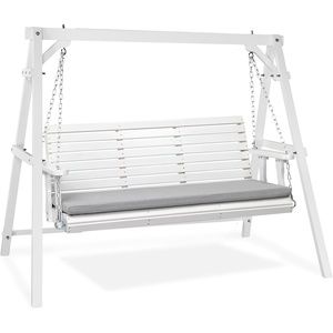image:imageVINGLI 5 FT Outdoor Porch Swing with Frame Patio Hanging Swing amp Stand with Extra Cushions Heavy Duty 880 LBS for Yard Garden Pool Deck BrownWhite