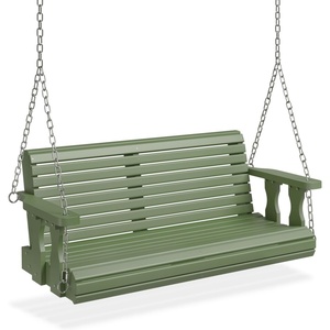 image:imageVINGLI 5 FT Patio Wooden Porch Swing for Outdoors Heavy Duty 880 LBS Swing Chair Bench with Hanging Chains for Garden amp Courtyard GreenGreen