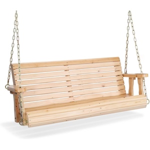 image:imageVINGLI 5 FT Patio Wooden Porch Swing for Outdoors Heavy Duty 880 LBS Swing Chair Bench with Hanging Chains for Garden amp Courtyard GreenNatural