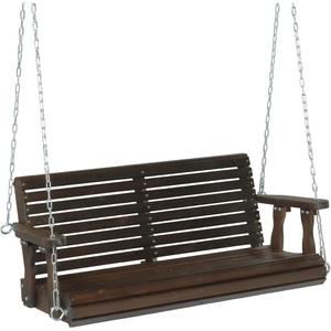 image:imageVINGLI 5 FT Patio Wooden Porch Swing for Outdoors Heavy Duty 880 LBS Swing Chair Bench with Hanging Chains for Garden amp Courtyard GreenRustic