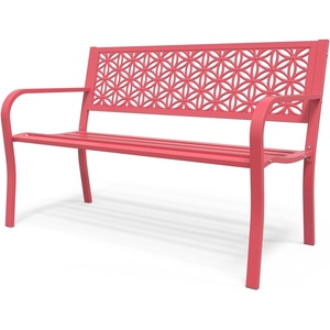 image:imageVINGLI 50 Outdoor Bench Metal with Floral Back Garden Bench Front Porch Bench for Yard Patio Entryway Park Outside 800lb Capacity  GreenPink