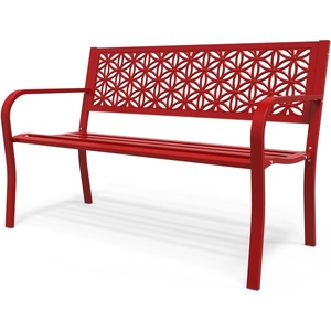 image:imageVINGLI 50 Outdoor Bench Metal with Floral Back Garden Bench Front Porch Bench for Yard Patio Entryway Park Outside 800lb Capacity  GreenRed