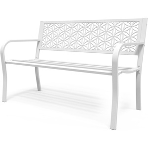 image:imageVINGLI 50 Outdoor Bench Metal with Floral Back Garden Bench Front Porch Bench for Yard Patio Entryway Park Outside 800lb Capacity  GreenWhite