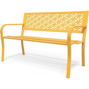 image:imageVINGLI 50 Outdoor Bench Metal with Floral Back Garden Bench Front Porch Bench for Yard Patio Entryway Park Outside 800lb Capacity  GreenYellow