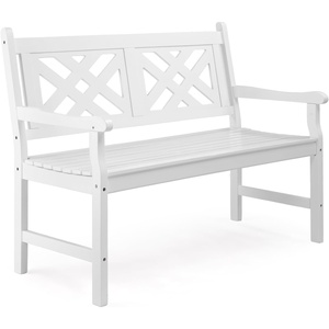 image:imageVINGLI 50 Outdoor Wood Bench Weatehr Resistant Wooden Garden Patio Bench with Comfortable Backrest amp Curved Armrest 800lb Capacity Loveseat for Front Porch Park Yard Deck White Dense SlattedWhite