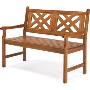 image:imageVINGLI 50 Outdoor Wood Bench Weatehr Resistant Wooden Garden Patio Bench with Comfortable Backrest amp Curved Armrest 800lb Capacity Loveseat for Front Porch Park Yard Deck White Dense SlattedNatural
