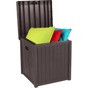 image:imageVINGLI 51 Gallon Outdoor Deck Box Plastic Deck Box Design with Convenient Handles Lockable Storage Box for Patio Garden Backyard and Balcony Greybrown