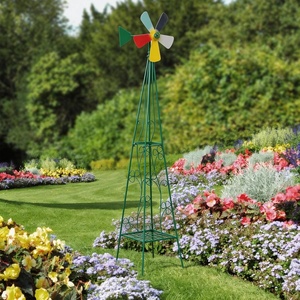 image:imageVINGLI 62FT Ornamental Windmill for Outdoor Metal Wind Mill with MultiFunction Design HeavyDuty Weather Vane for Garden Lawn Yard Decoration Red with Display ShelfGreen