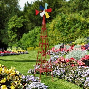 image:imageVINGLI 62FT Ornamental Windmill for Outdoor Metal Wind Mill with MultiFunction Design HeavyDuty Weather Vane for Garden Lawn Yard Decoration Red with Display ShelfRed
