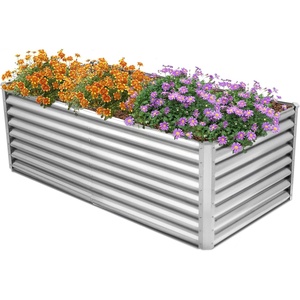 image:imageVINGLI 6x3x2ft Raised Garden Bed Large Planter Garden Boxes Outdoor Planter Raised Beds Kit for Gardening for Vegetables Flowers Herbs BlackSilver