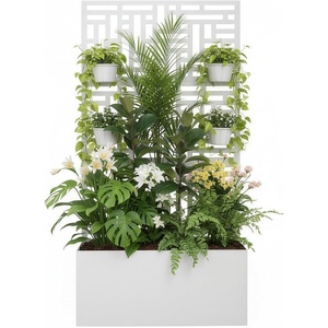 image:imageVINGLI 71H Metal Raised Garden Bed with Trellis Outdoor Planter Box for Climbing Vegetables Fruits and Flowers Privacy Screen for Backyard Patio Balcony Brownwhite