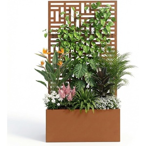 image:imageVINGLI 71H Metal Raised Garden Bed with Trellis Outdoor Planter Box for Climbing Vegetables Fruits and Flowers Privacy Screen for Backyard Patio Balcony Brownbrown