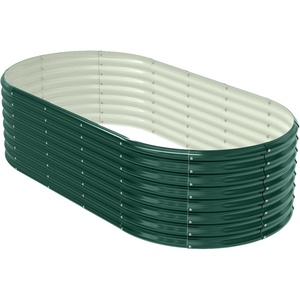 image:imageVINGLI 8x4x2ft Galvanized Raised Garden Beds Oval Planter Boxes Outdoor Raised Garden Bed for Gardening Easy Assembly Planter Boxes for Vegetables GreenGreen