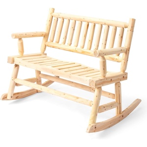 image:imageVINGLI Fir Wood Double Rocking Chair for Porch amp Garden  550lb Capacity WeatherResistant Outdoor Glider Bench with High Backrest Patio Rocker for Couples Backyard Deck RusticNatural