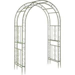 image:imageVINGLI Garden Arbor Arch Archway for Wedding Ceremony Party Steel Garden Trellis for Plant Climbing Christmas Garden Decorations Pergola for Garden Backyard Lawn Black 522x228x839inOlive Green