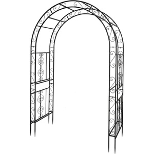 image:imageVINGLI Garden Arbor Arch Archway for Wedding Ceremony Party Steel Garden Trellis for Plant Climbing Christmas Garden Decorations Pergola for Garden Backyard Lawn Black 522x228x839inBlack