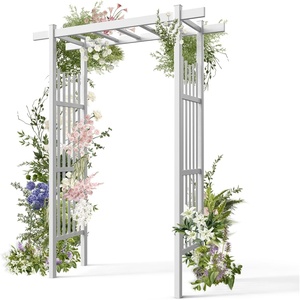 image:imageVINGLI Garden Arbor Vinyl Wedding Arch for Ceremony Party Garden Trellis for Climbing Plants Arch Backdrop Stand for Garden Backyard Lawn Weddingarbor without gate