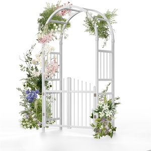 image:imageVINGLI Garden Arbor with Gate PVC Wedding Arch for Ceremony Party Trellis for Climbing Plants Outdoor for Backyard LawnWhite