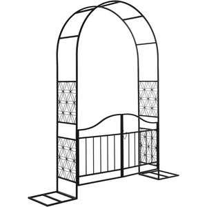 image:imageVINGLI Garden Arch Trellis 76ft Garden Arch with Gate for Climbing Plants and Decoration Metal Garden Arbor with Flat Base Design for Outdoor amp Indoor Lawn Wooden Floor Concrete