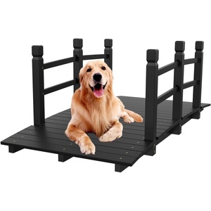 image:imageVINGLI Garden Bridge Classic Wooden Bridge with Safety Rails Decorative Arched Footbridge White 5 ftBlack