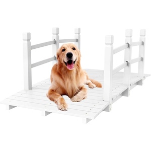 image:imageVINGLI Garden Bridge Classic Wooden Bridge with Safety Rails Decorative Arched Footbridge White 5 ftWhite