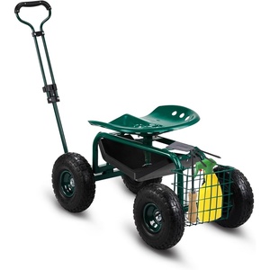 image:imageVINGLI Garden Cart Garden Seat with 360Swivel Chair Storage Tool Tray amp Steering Handle Garden Stool with Wheels for Gardening Patio Yard and Outdoor Work Green