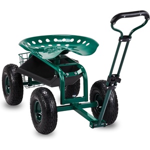 image:imageVINGLI Garden Cart with Rolling Seat Wheels Steering Handle amp Utility Tool Tray Planting Wagon Scooter Gardening Tool for Senior for Patio Backyard Lawn amp Outdoor BlueGreen