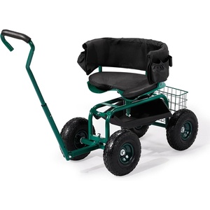 image:imageVINGLI Garden Cart with Soft Rolling Seat Wheels Adjustable Steering Handle amp Utility Tool Tray Planting Wagon Scooter Gardening Tool for Senior for Patio Backyard Lawn amp Outdoor GreenGreen