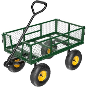 image:imageVINGLI Heavy Duty 800 LBS Mesh Steel Garden Cart Detachable Utility Wheelbarrow Yard and Garden Wagon Cart with Removable Sides and 10 Inch Wheels GreenGreen  Garden Cart