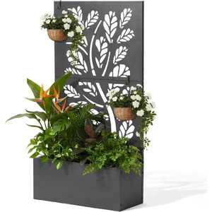 image:imageVINGLI Metal Raised Garden Bed with Trellis Outdoor Planter Box for Climbing Vegetables Fruits and Flowers Privacy Screen for Backyard Patio Balcony Tropical
