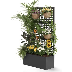 image:imageVINGLI Metal Raised Garden Bed with Trellis Outdoor Planter Box for Climbing Vegetables Fruits and Flowers Privacy Screen for Backyard Patio Balcony Traditional