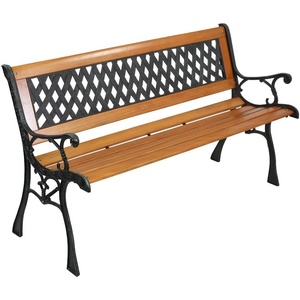 image:imageVINGLI Outdoor Bench Weather Resistant Cast Iron FrameTeak Wood Seat wPVC Backrest 3Person 470lbs Capacity Garden Bench for Park Porch Entryway Patio RoseGrid