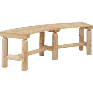 image:imageVINGLI Outdoor Bench Wooden Curved Bench AllWeather Fire Pit Backless Patio Bench 2Person Seating Rustic Garden Bench for Backyard Porch Deck Entryway CarbonizedNatural