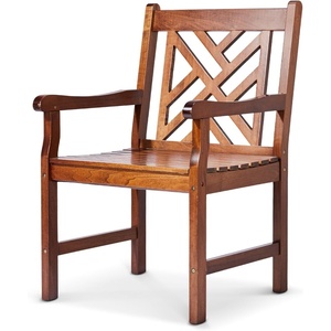 image:imageVINGLI Outdoor Dining Chairs Heavy Duty 330 LBS Wooden Patio Chairs with Comfortable Backrest Solid Wood Patio Dining Chairs Garden Chairs for Yard Front Porch and Deck Teak 1 PCS
