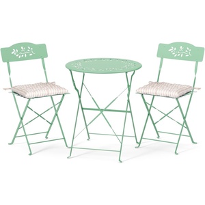 image:imageVINGLI Outdoor Folding Bistro Table and Chairs Set of 2 3Piece Bistro Set with Olive Leaf Cutout Design and Comfortable Cushions for Patio Balcony Garden Porch Yard Mint GreenGreen