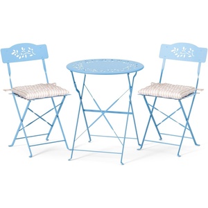 image:imageVINGLI Outdoor Folding Bistro Table and Chairs Set of 2 3Piece Bistro Set with Olive Leaf Cutout Design and Comfortable Cushions for Patio Balcony Garden Porch Yard Mint GreenBlue