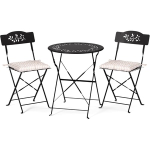 image:imageVINGLI Outdoor Folding Bistro Table and Chairs Set of 2 3Piece Bistro Set with Olive Leaf Cutout Design and Comfortable Cushions for Patio Balcony Garden Porch Yard Mint GreenBlack