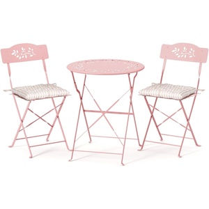 image:imageVINGLI Outdoor Folding Bistro Table and Chairs Set of 2 3Piece Bistro Set with Olive Leaf Cutout Design and Comfortable Cushions for Patio Balcony Garden Porch Yard Mint GreenPink
